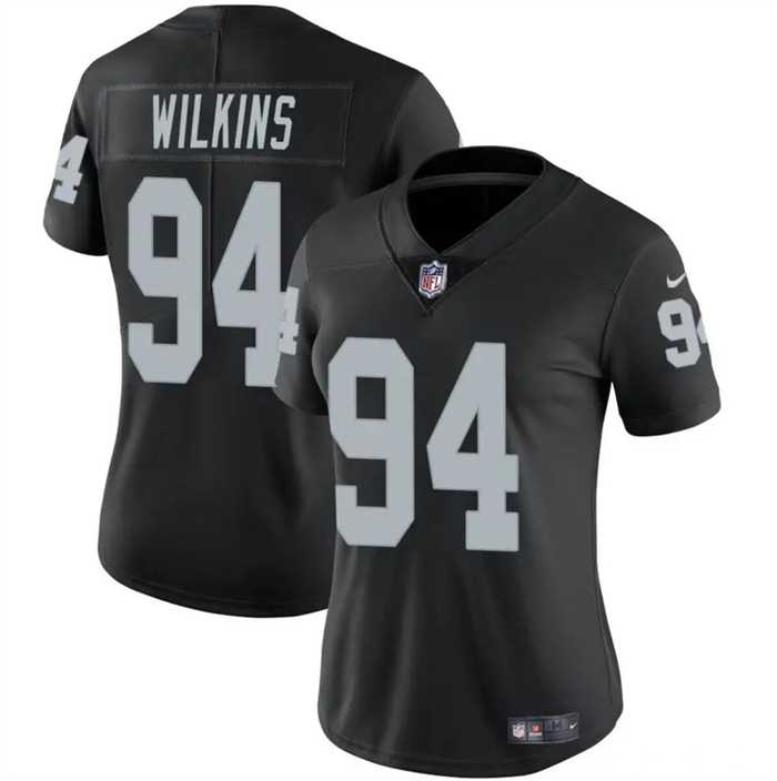 Womens Las Vegas Raiders #94 Christian Wilkins Black Vapor Stitched Jersey Dzhi